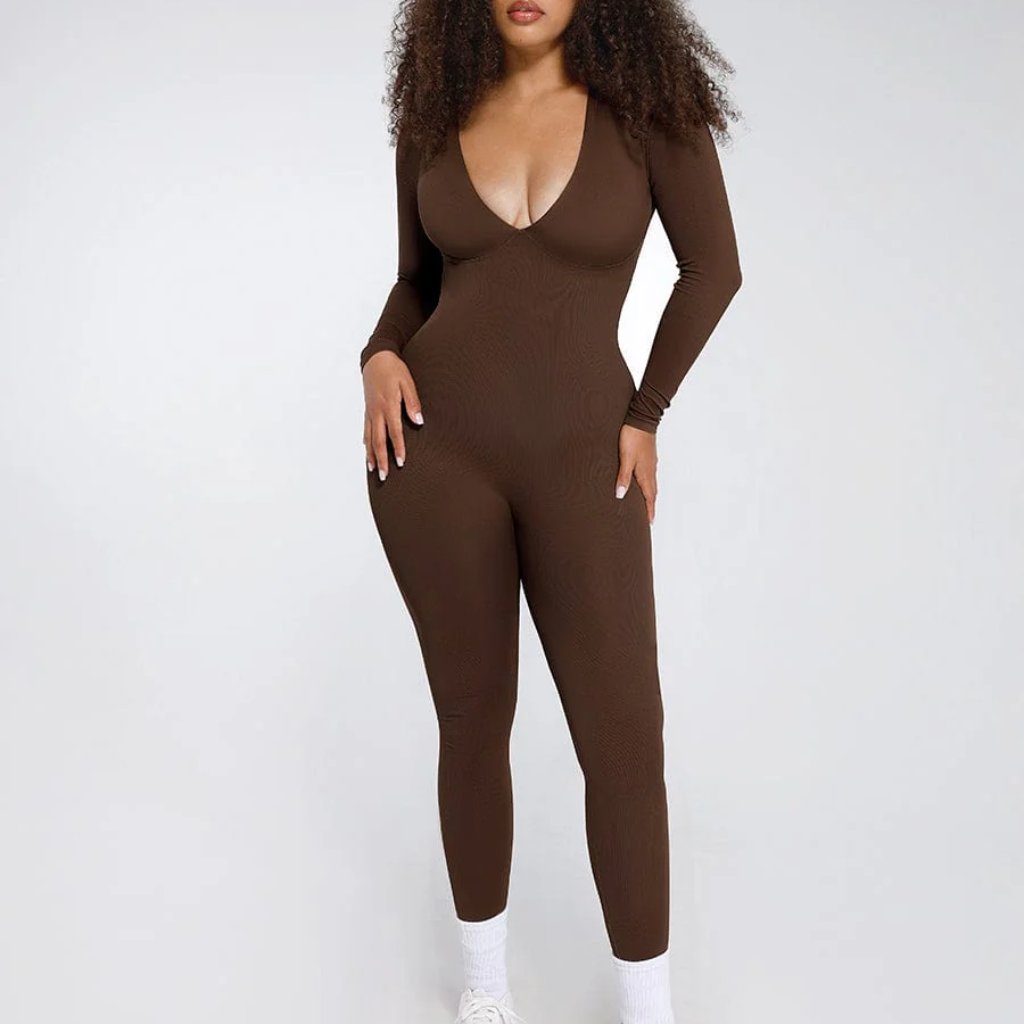 Seamless Body Sculpting Deep V-Neck Tummy Control Shapewear Jumpsuit
